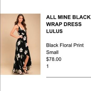 Black Floral long wrap dress